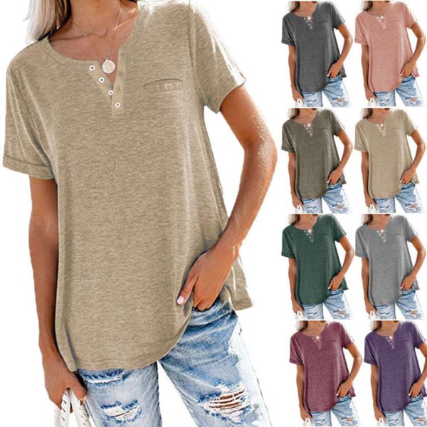

new v-neck solid color casual women's t-shirt, Black;gray
