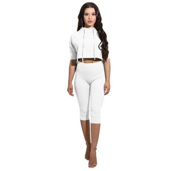 

two piece dress clearance sale echoine women tracksuit 2 set summer crop hoodies and pants sweatersuit sportwear matching, White