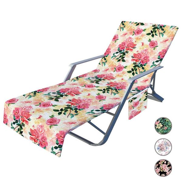 

flower series microfiber lounge towel portable beach garden camping recliner with side pocket summer chair cover covers