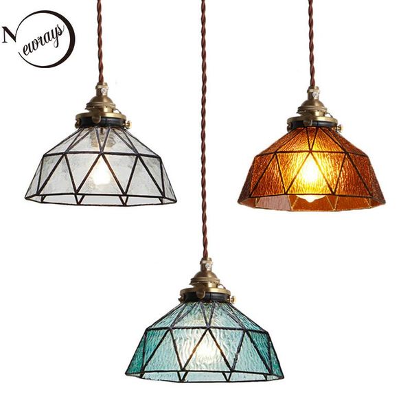 

vintage loft style handmade brass glass lampshade pendant lights e27 hanging lamps for kitchen bedroom bedside study restaurant