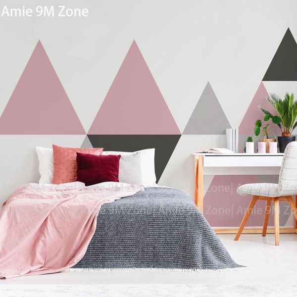 

wallpapers simple grey pink and black triangle geometric pattern mural for living room household wall decor wall-paper