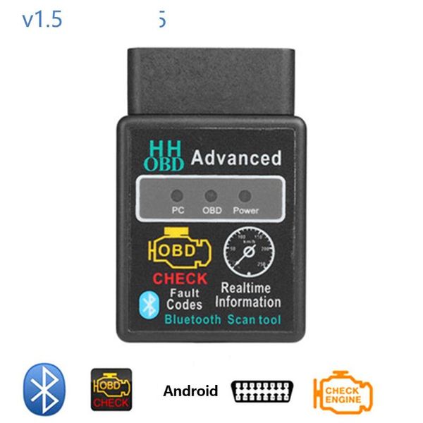 

code readers & scan tools mini elm 327 bluetooth advanced obd2 hh obdii v1.5 elm327 adapter auto diagnostic torque car cod scanner for andro