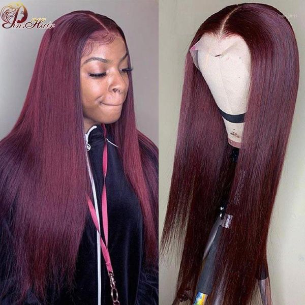

burgundy colored lace front wigs pre plucked brazilian 13*1 human hair red 99j blonde 180% density remy wig1, Black;brown