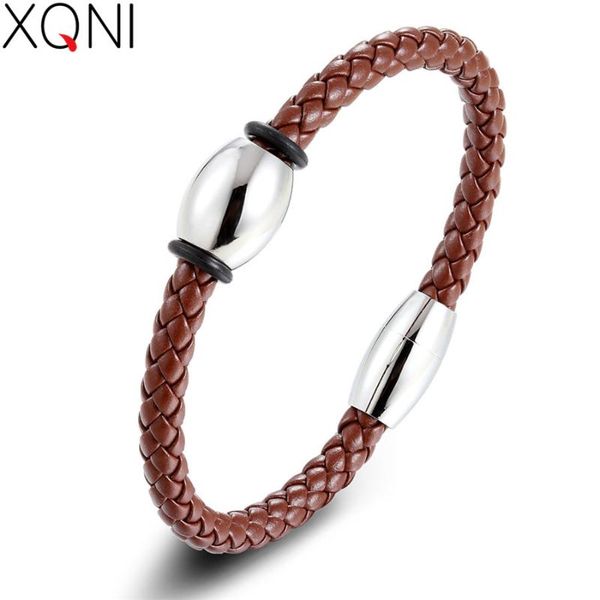 

charm bracelets xqni special jewelry round design smooth surface accessories genuine leather bracelet for men wholesale price drop gift, Golden;silver
