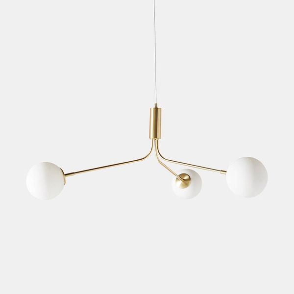 

pendant lamps [yunmeng] ins net red b & brass lamp nordic simple dining room bedroom art living glass chandelier
