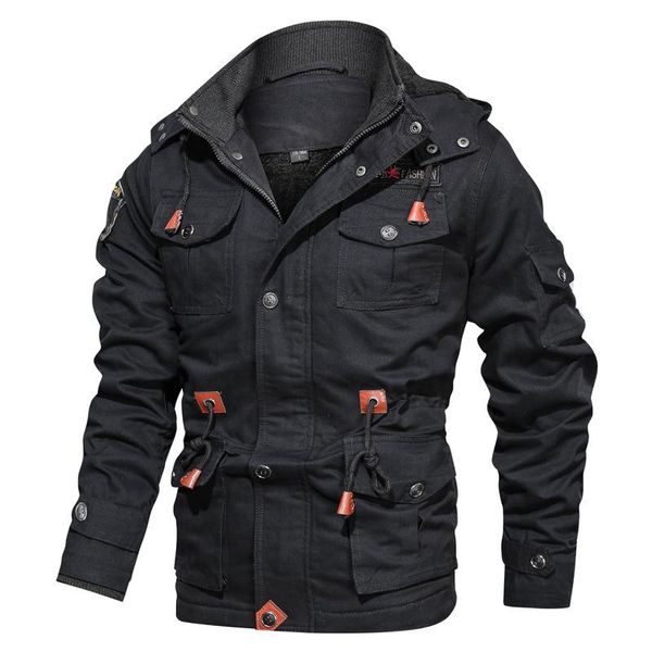 

men's jackets clothing basic coat winter leisure size hooded men jacket plush and thickened medium length chamarra hombre, Black;brown