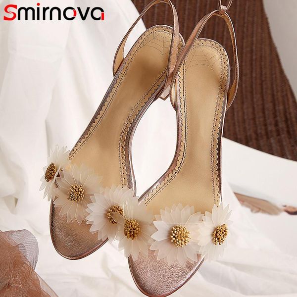 

dress shoes smirnova 2021 genuine leather women sandals cross tied flower summer beach fashion casual woman, Black