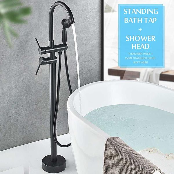 

black bronze bathtub shower faucet standing bathroom tub mixers 2 function handshower sprayer claw floor mounted faucets sets