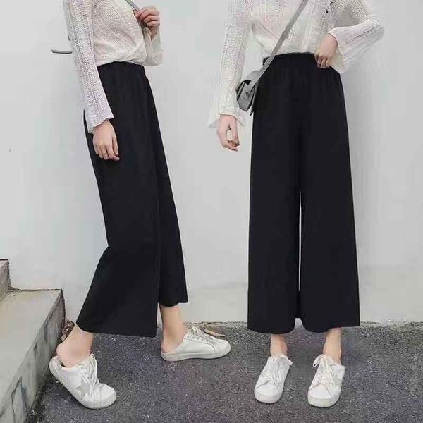 

women's pants & capris korean fashion women summer spring arrival wide leg trousers soft elegant oversize leisure all-match work lady, Black;white