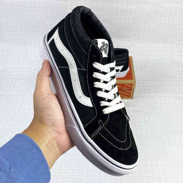 

longvance black and white os classic 50th anniversary canvas shoes men's autumn student board sk8mid