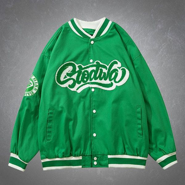 

men's jackets bomber baseball jacket furry letter embroidery college style coats streetwear hip hop casual oversize loose clothes, Black;brown