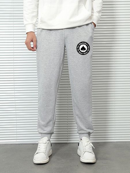 

romwe guys letter graphic drawstring sweatpants c2cg#, Black