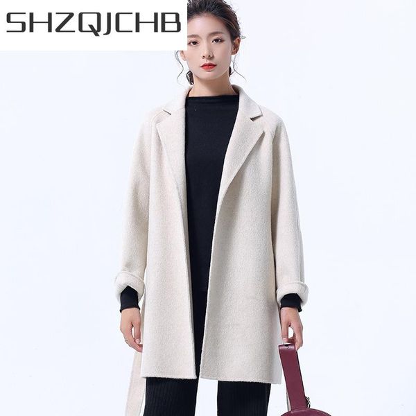 

women's wool & blends shzq fashion autumn 90% coat women korean stylel female woman coats and jackets clothing abrigos para mujer, Black