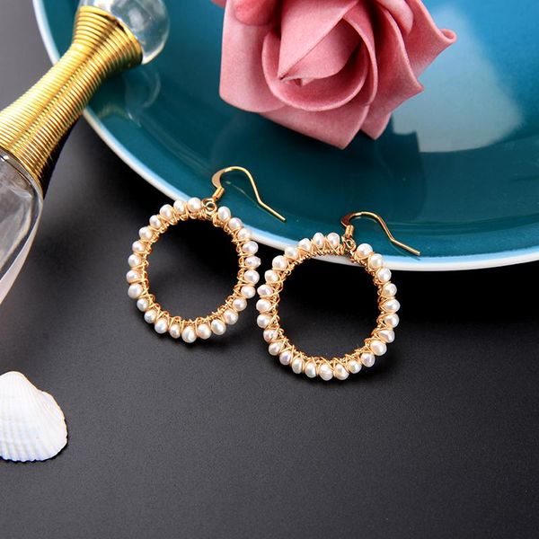 

dangle & chandelier uer unique baroque cultured pearl round drop earrings for women gold color brass fresh water 2021 fashion jewelry, Silver