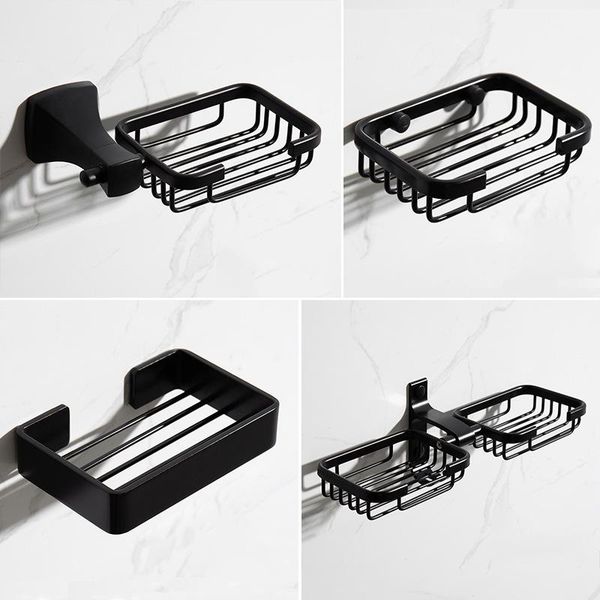 

soap dishes black space aluminum net creative dish wall hanging perforated bathroom shelf holder