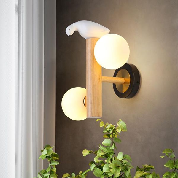 

wall lamps american industrial retro lamp e27 wood led corridor balcony light for indoor fixtures wooden base christmas