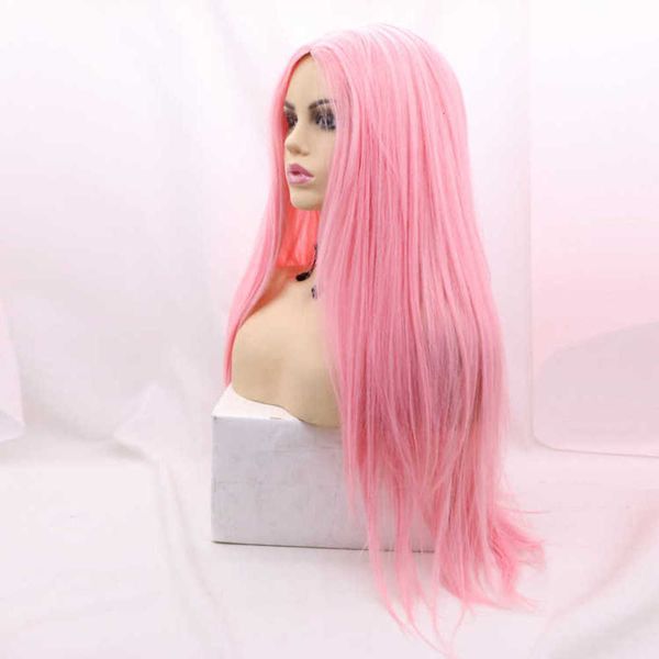 

qingdao sylvia full mechanism pink wig rose net simulation scalp, Black;brown