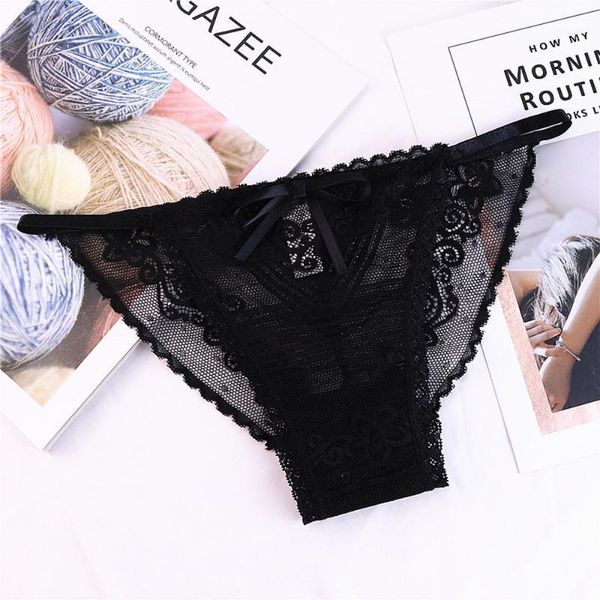 

summer underwear women europe and america seamless hollow lace low waist briefs t pants1, Black;pink