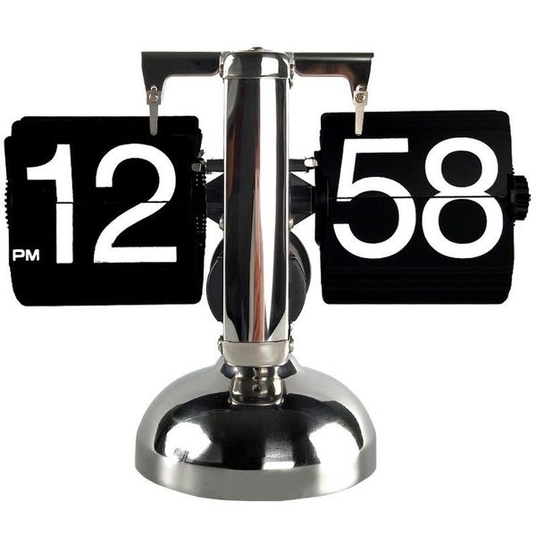 

desk & table clocks flip digital clock small scale stainless steel internal gear operated quartz decor