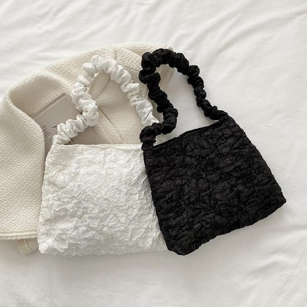 

evening bags ladies solid color shoulder shopping pleated conventional tote bag for women large simple travel handbags