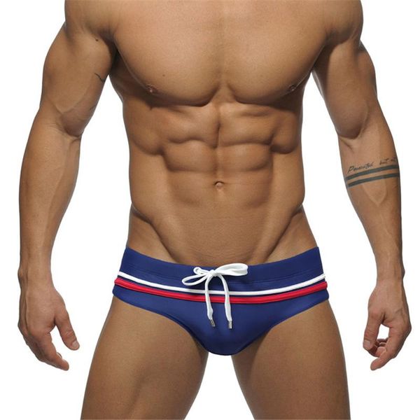 

mens swim briefs bikini swimwear dark blue/white/yellow comfort drawstring nylon beach shorts 2021 men swimming pool trunks men's