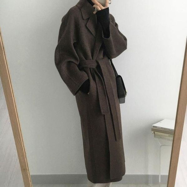 

women's wool & blends long blend woman coat batwing korean winter warm ukraine loose overcoat mujer snow wear gary jacket, Black
