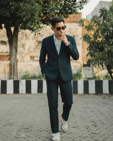 

men's suits & blazers tailor-made fashion wedding suit for men green slim fit 2 piece custom made formal man party tuxedo set, White;black