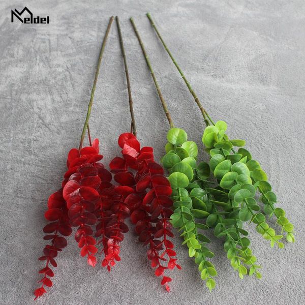 

decorative flowers & wreaths 3 branches green artificial eucylaptus leaves plastic imitation tree plants for wedding home office