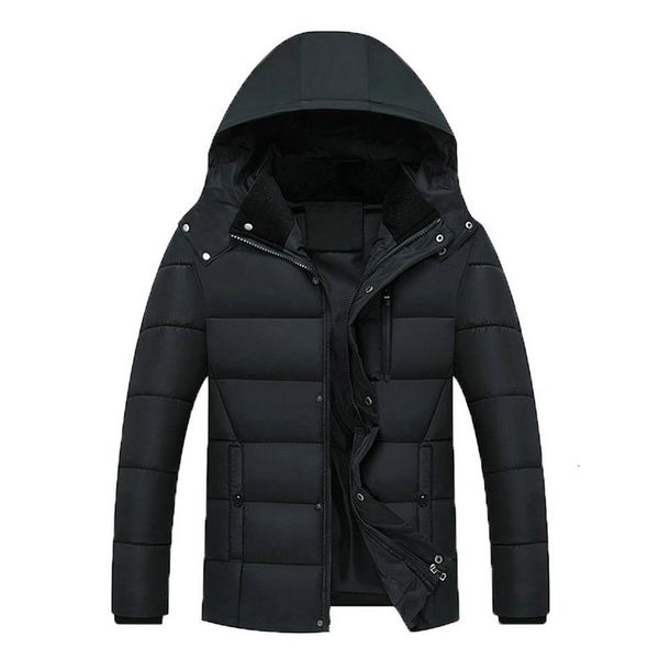 

downs fashion coats thicken warm winter jackets casual men parka hooded outwear cotton-padded jacket coat, Black