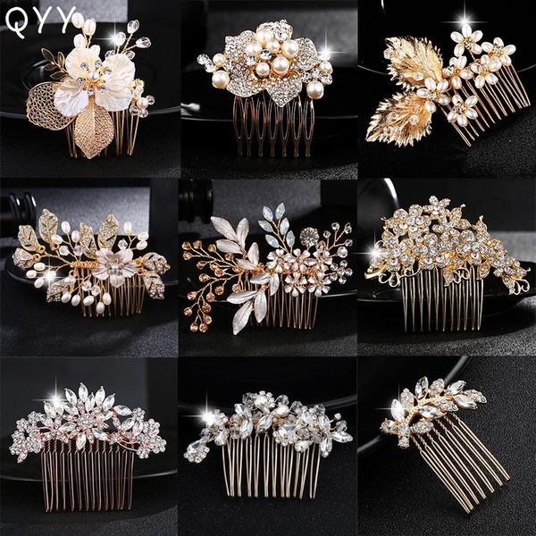 

hair clips & barrettes bridal wedding accessories crystal comb for women rhinestone jewelry bride headpiece party bridesmaid gift, Golden;silver