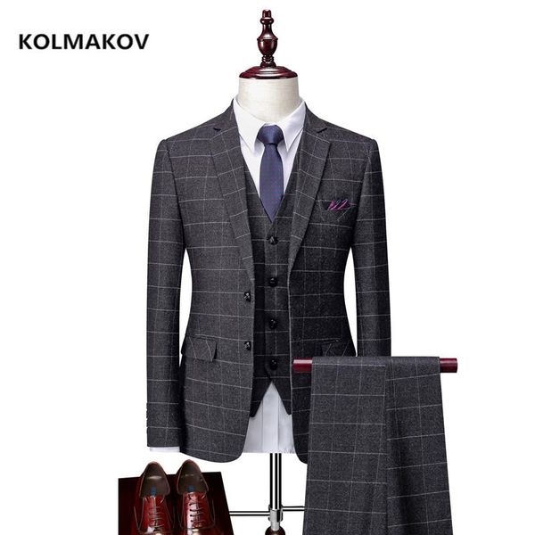 

men's suits & blazers 2021 arrival suit slim fit casual plaid men, wedding dress,dress jacket pants vest.3 pieces set, White;black