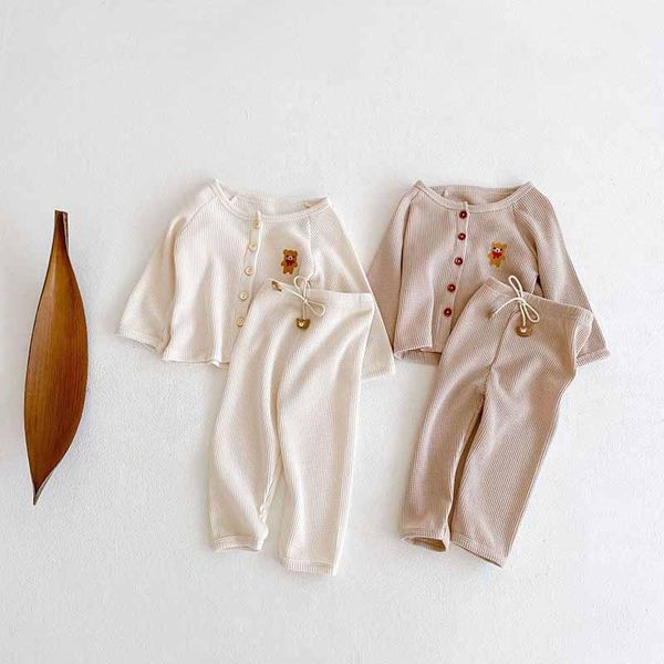 

clothing sets milancel 2021 autumn baby clothes bear cardigan and pants 2pcs casual boy long girls suit, White