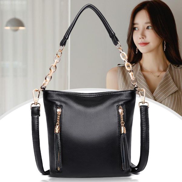 

evening bags simple vintage pu leather shoulder for women casual large capacity messenger female solid luxury bucket handbag tote