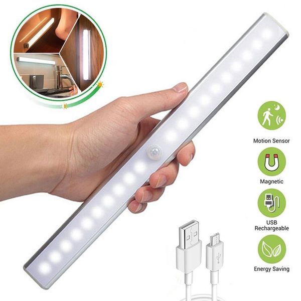 

24 40 60 leds under cabinet night light usb rechargeable motion sensor closet kitchen bedroom lighting wall lamp