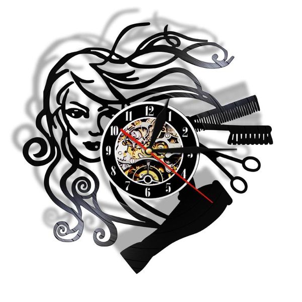 

wall clocks hairstyle beauty salon record clock hair stylist barber shop black watch hairdresser gifts for woman