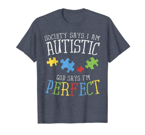 

autism awareness shirt puzzle ribbon autistic society says, White;black