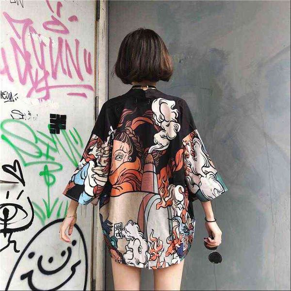 

womens shirt women summer ulzzang harajuku kawaii japanese streetwear blouse woman fashion kimono cardigan zz004, White