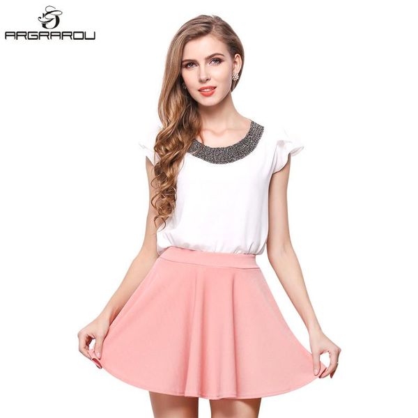 

skirts women summer 2021 high waist knitted pleated mini skirt casual elastic flared female midi black