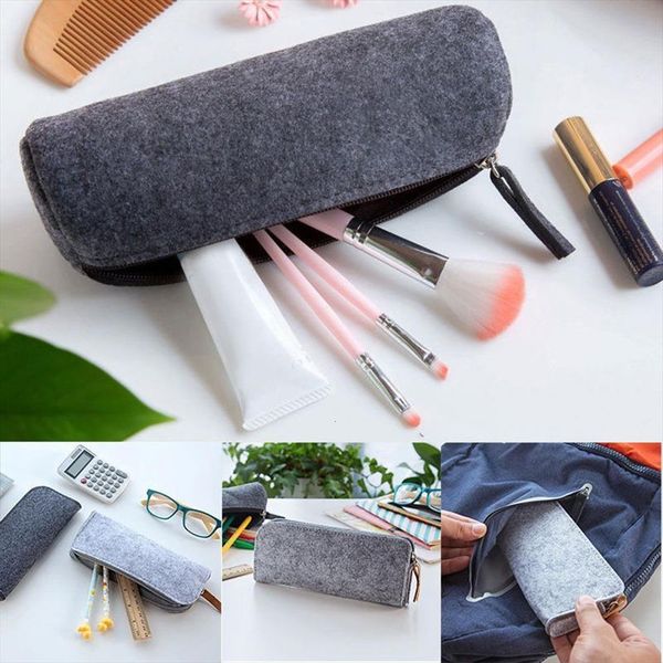 

felt round square makeup cosmetic bags brush fashion pen pencil case pouch box free