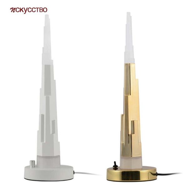

table lamps nordic burj khalifa tower pvc abs metal led lamp for bedroom bedside living room office deskdecoration light fixtures