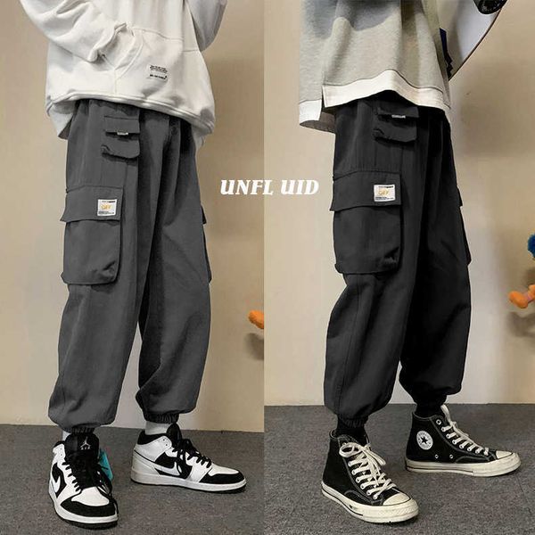 

ins overalls men's trend loose and versatile casual pants, Black