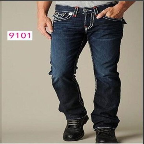 

fashion-straight-leg 18ss new true elastic jeans mens robin rock revival jeans studs denim digner trousers men's, Blue