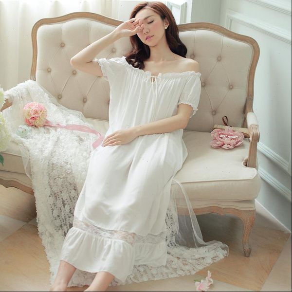 

home dress sleeping long womens sleepwears white nightgown short sleeve summer nightdress elegant vintage pijama, Black;red