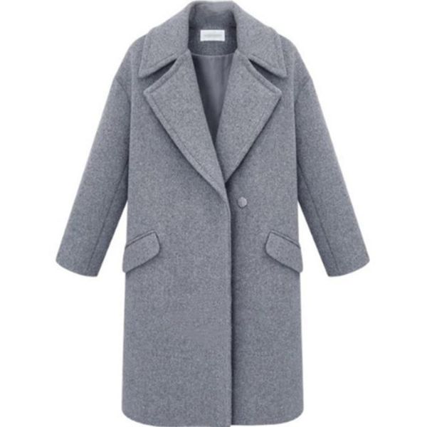 

women's wool & blends winter woolen coat women autumn jacket solid color european american long female coats, Black