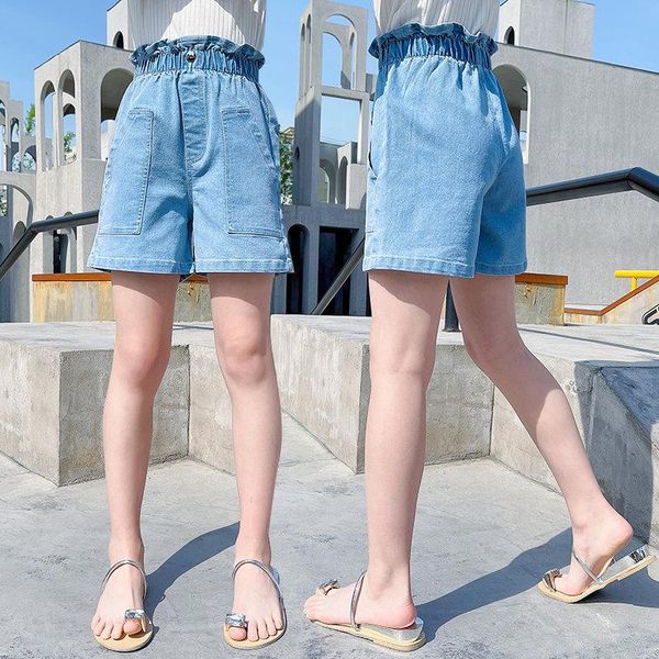 

girls shorts summer children's denim for kids trousers casual beach pants teen girl clothes 6 8 10 12y, Black