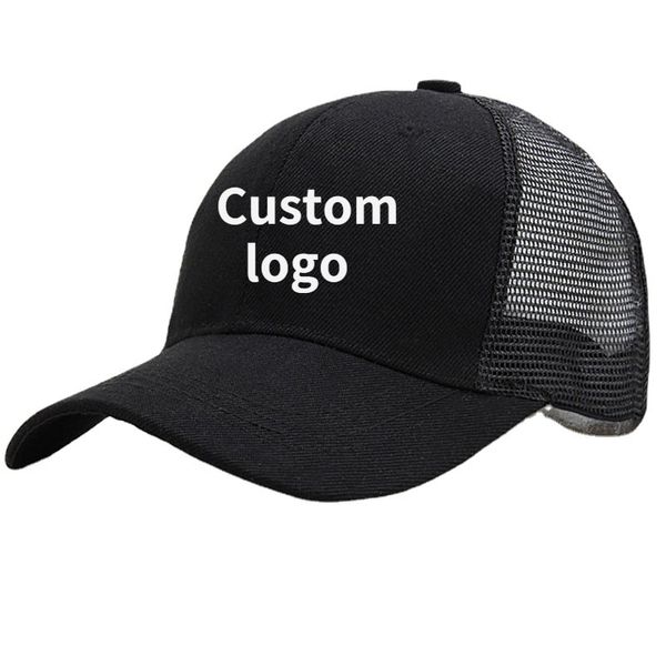 Publicidade por atacado Chapéus personalizados Caps Sun Printing Bordery Mesh Mesh Baseball Cap Breathable Primavera e verão