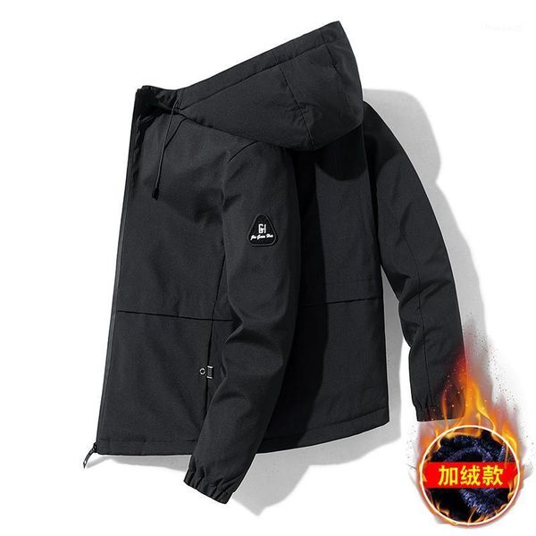 

men's jackets winter and autumn korean hooded overalls casual trend all-match jacket, Black;brown