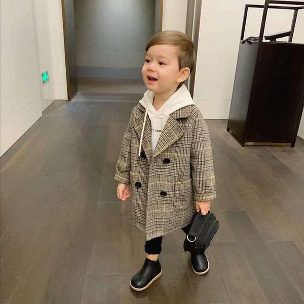 

tench coats 2021 autumn winter kids baby boy girl coat long sleeve turn down collar plaid jacket outwear children clothes, Camo