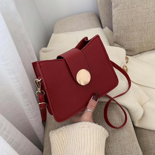 

evening bags retro women's handbags 2021 winter shoulder messenger fashion simple small square flap red shopper clutch