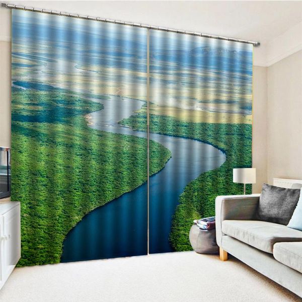 

curtain & drapes luxury blackout 3d window curtains for living room bedroom green grass decoration